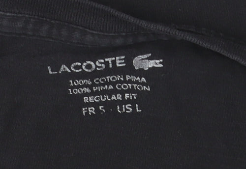 Lacoste Women's Black Cotton Regular Fit T-Shirt Size L