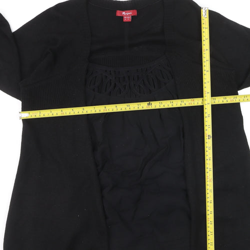 Monsoon Women Black Wool Blend Long Sleeve Open Cardigan Size 16