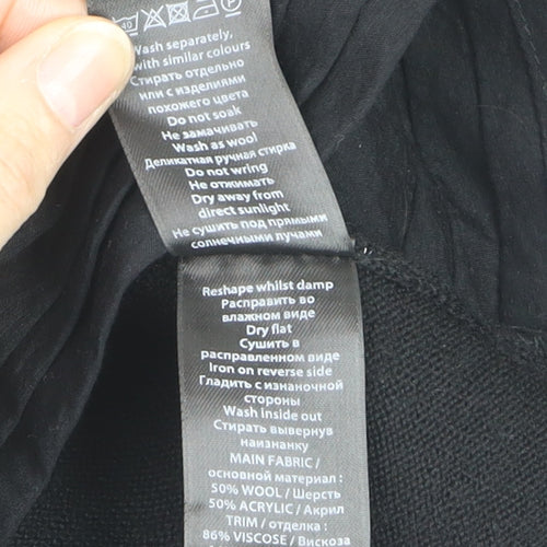 Monsoon Women Black Wool Blend Long Sleeve Open Cardigan Size 16