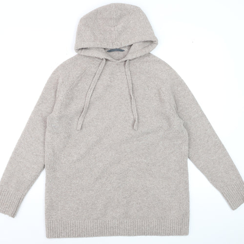 Marks and Spencer Goodmove Women Beige Hooded Pullover Jumper M