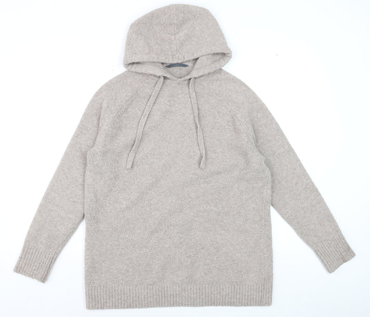 Marks and Spencer Goodmove Women Beige Hooded Pullover Jumper M