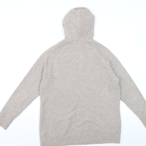 Marks and Spencer Goodmove Women Beige Hooded Pullover Jumper M