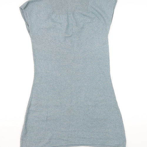 White Stuff Women's Blue Tunic Jumper Size 10 Scoop Neck Knit