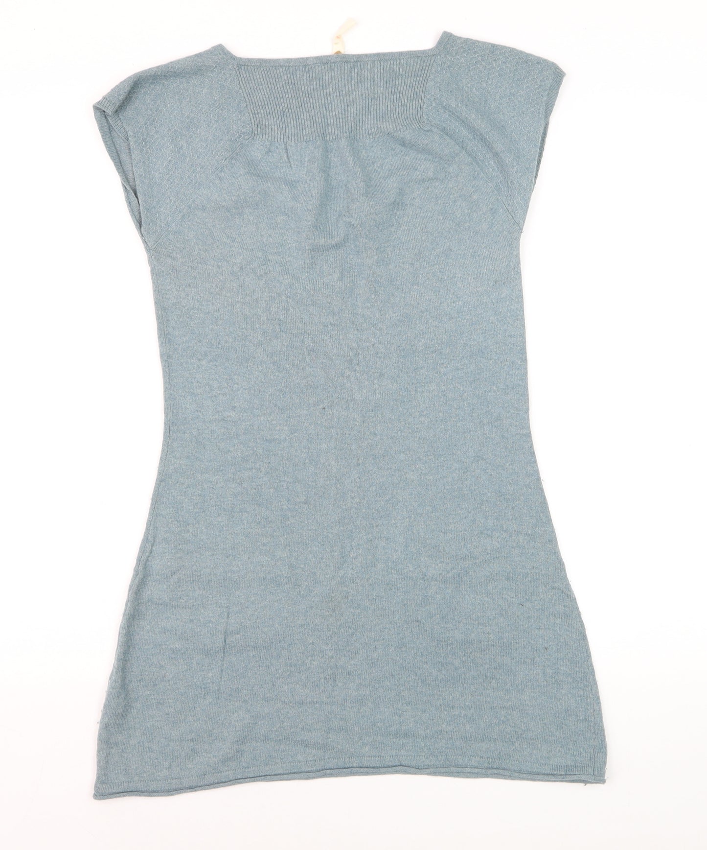 White Stuff Women's Blue Tunic Jumper Size 10 Scoop Neck Knit