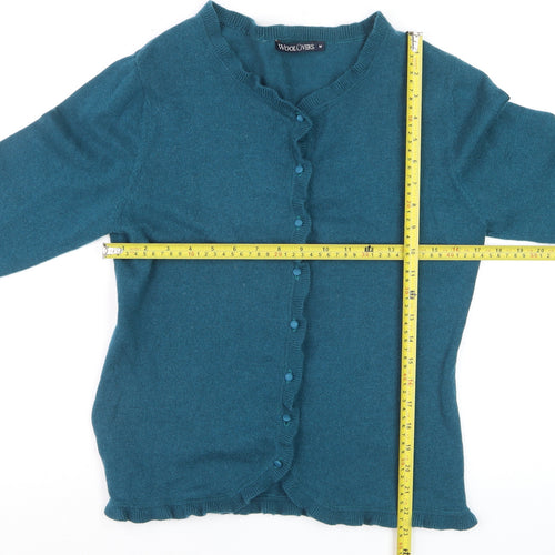 WoolOvers Women's Blue Cashmere Merino Wool Cardigan M