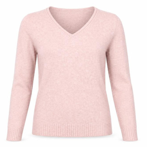 Vila Women Pink Wool Blend V-Neck Long Sleeve Jumper Size S