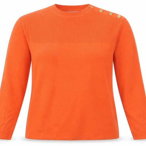 Marks and Spencer Women’s Orange Crew Neck Button Detail Jumper Size M