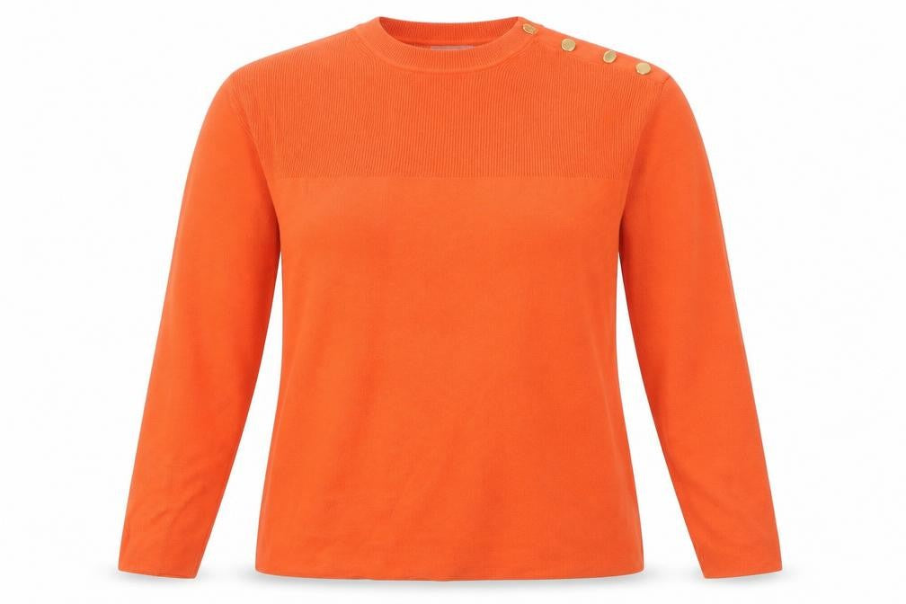 Marks and Spencer Women’s Orange Crew Neck Button Detail Jumper Size M