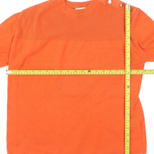 Marks and Spencer Women’s Orange Crew Neck Button Detail Jumper Size M