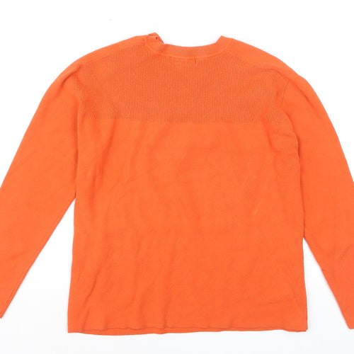 Marks and Spencer Women’s Orange Crew Neck Button Detail Jumper Size M
