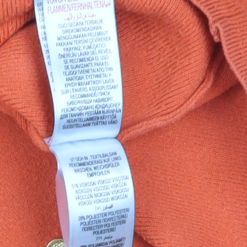Marks and Spencer Women’s Orange Crew Neck Button Detail Jumper Size M