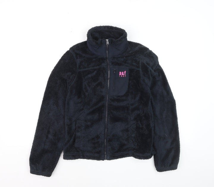 Abercrombie Girls Black XL Full Zip Fleece Hoodie Jacket