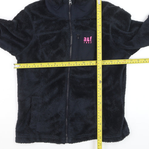 Abercrombie Girls Black XL Full Zip Fleece Hoodie Jacket