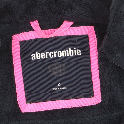 Abercrombie Girls Black XL Full Zip Fleece Hoodie Jacket