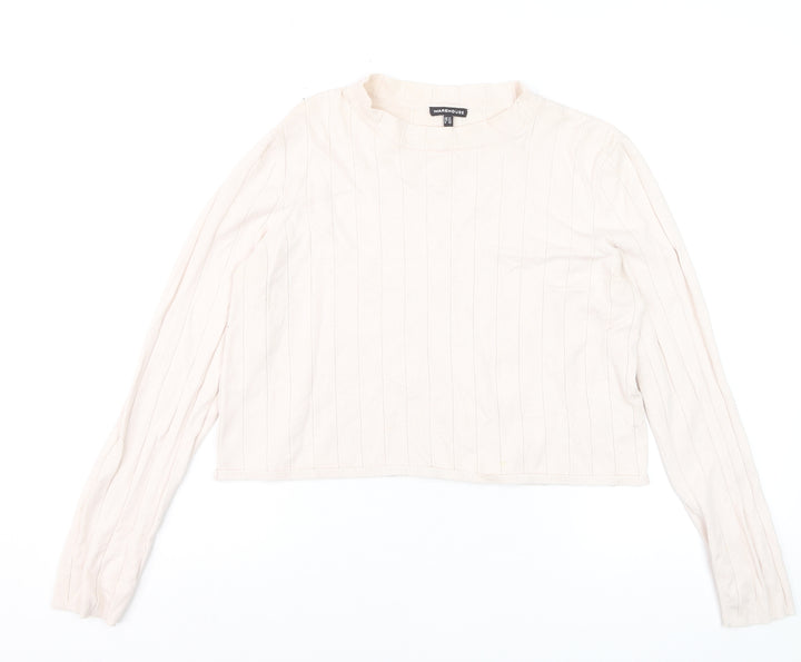 Warehouse Women Ivory Size 14 Mock Neck Long Sleeve Pullover Jumper