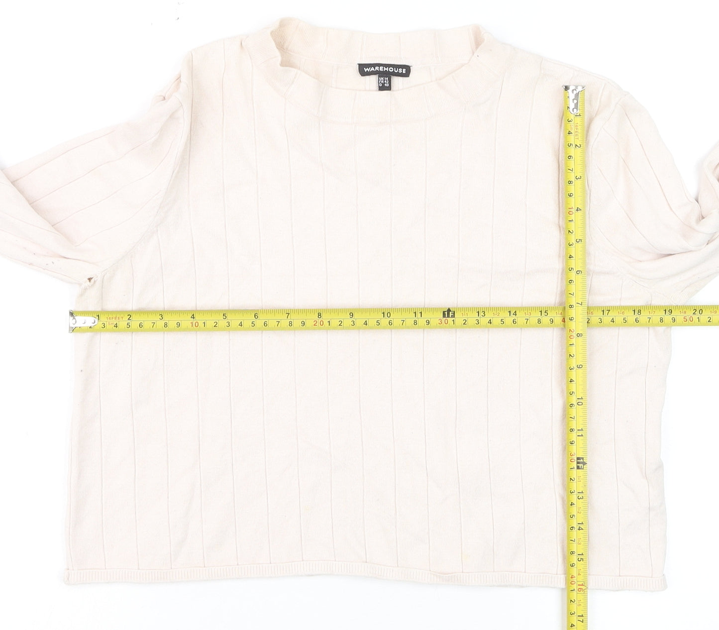 Warehouse Women Ivory Size 14 Mock Neck Long Sleeve Pullover Jumper