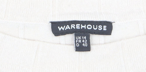 Warehouse Women Ivory Size 14 Mock Neck Long Sleeve Pullover Jumper