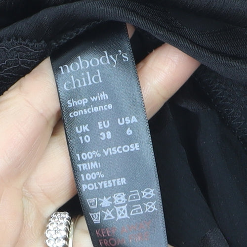 Nobody's Child Women's Black Polka Dot Wrap Mini Dress Size 10