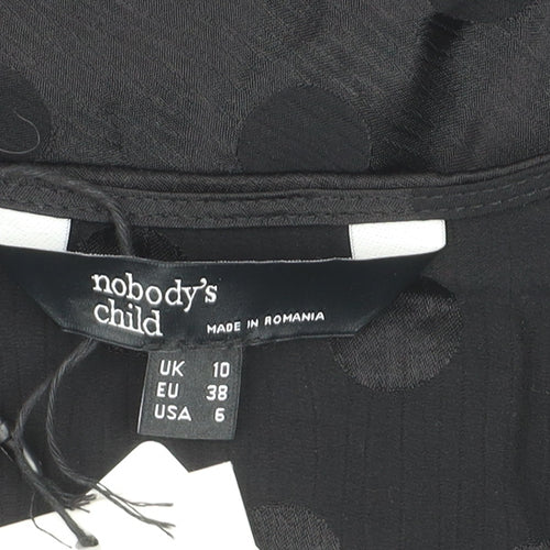 Nobody's Child Women's Black Polka Dot Wrap Mini Dress Size 10