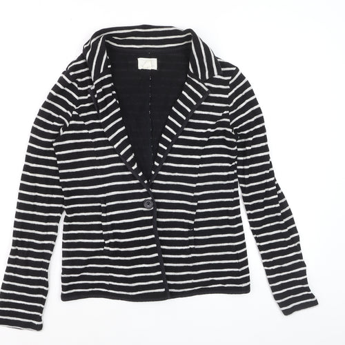 Caslon Women’s Black Striped Knit Blazer Size S Single-Breasted