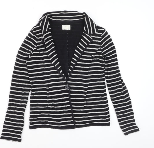 Caslon Women’s Black Striped Knit Blazer Size S Single-Breasted