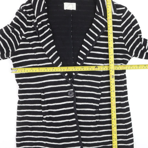 Caslon Women’s Black Striped Knit Blazer Size S Single-Breasted