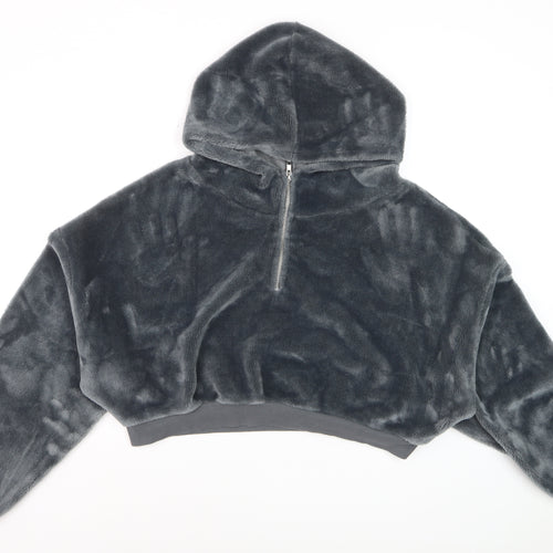 BDG Women’s Grey Cropped Fleece Hoodie Jacket Size M