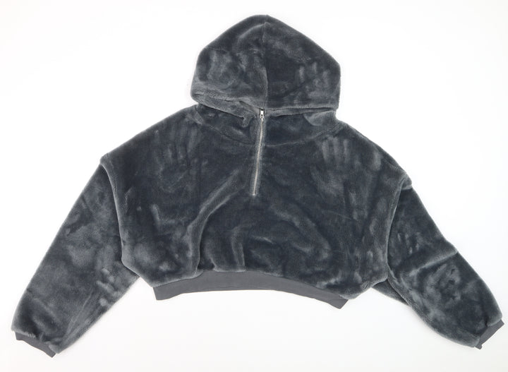 BDG Women’s Grey Cropped Fleece Hoodie Jacket Size M