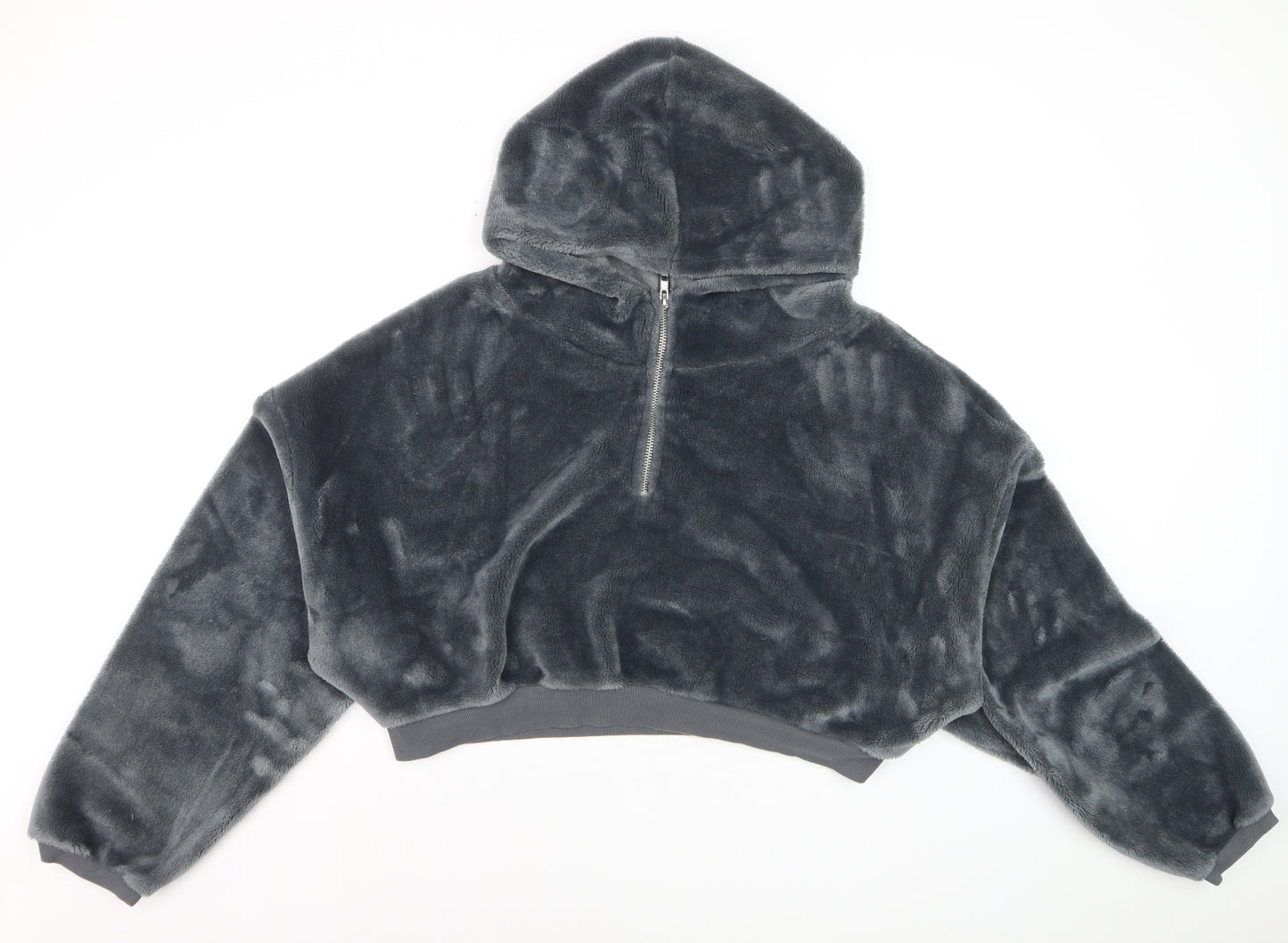 BDG Women’s Grey Cropped Fleece Hoodie Jacket Size M