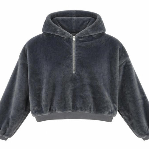 BDG Women’s Grey Cropped Fleece Hoodie Jacket Size M