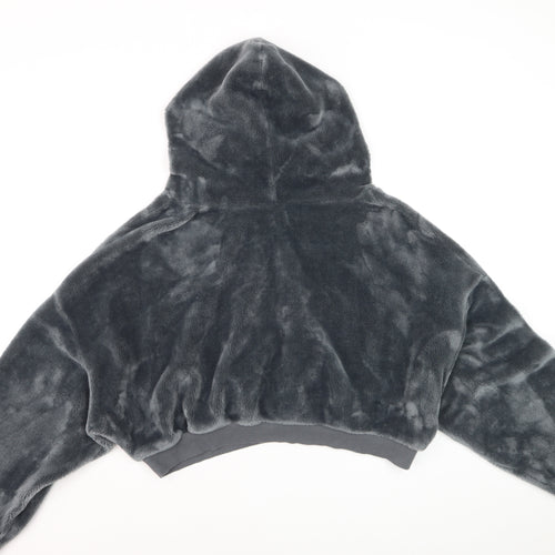 BDG Women’s Grey Cropped Fleece Hoodie Jacket Size M