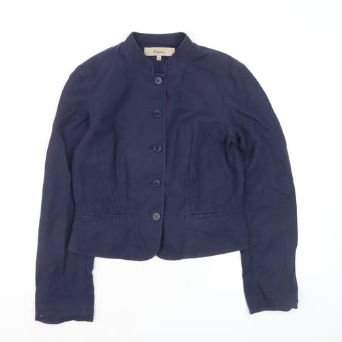 Kew Women's Blue Linen Blend Short Blazer Jacket Size 10