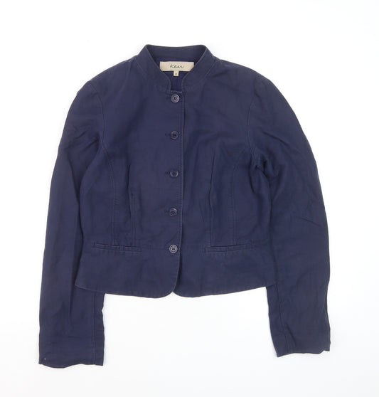 Kew Women's Blue Linen Blend Short Blazer Jacket Size 10