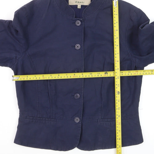 Kew Women's Blue Linen Blend Short Blazer Jacket Size 10