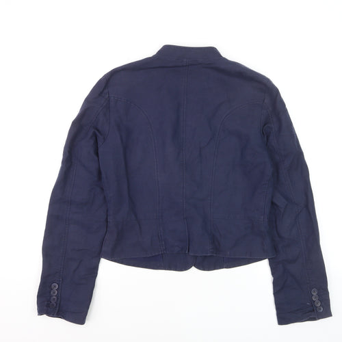 Kew Women's Blue Linen Blend Short Blazer Jacket Size 10