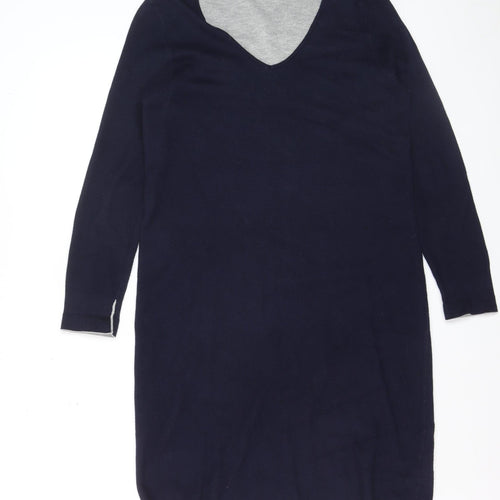 White Stuff Women's Blue V-Neck Knit Sweater Dress Size 14