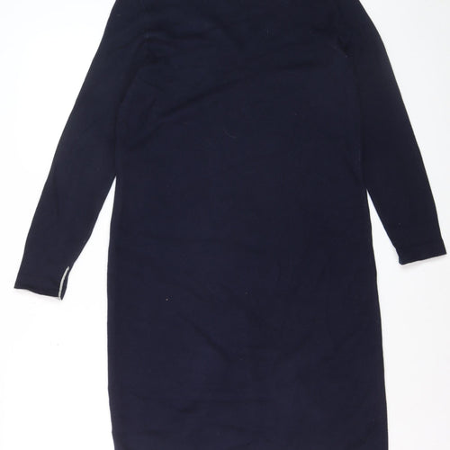 White Stuff Women's Blue V-Neck Knit Sweater Dress Size 14