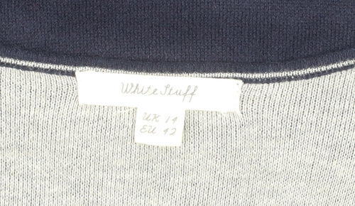 White Stuff Women's Blue V-Neck Knit Sweater Dress Size 14