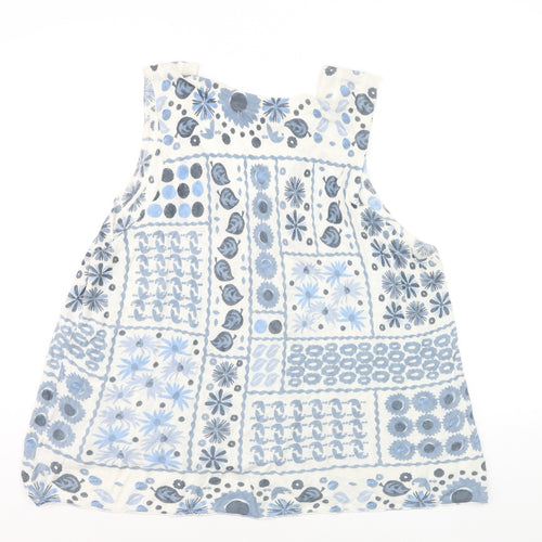 Next Womens Blue Floral Linen Blend Sleeveless Tank Top XL