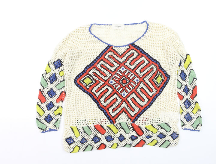 Eleven Paris Women’s Multicoloured Crochet Knit Pullover Jumper Size M
