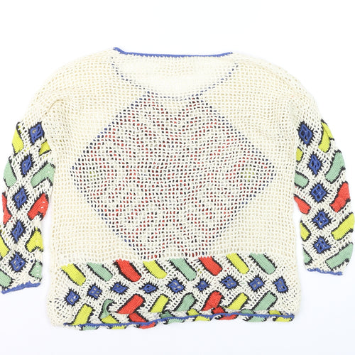 Eleven Paris Women’s Multicoloured Crochet Knit Pullover Jumper Size M