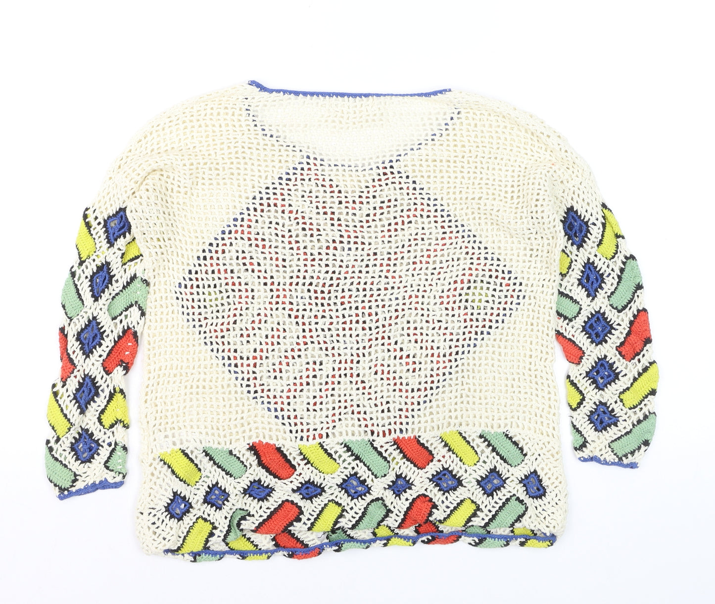 Eleven Paris Women’s Multicoloured Crochet Knit Pullover Jumper Size M