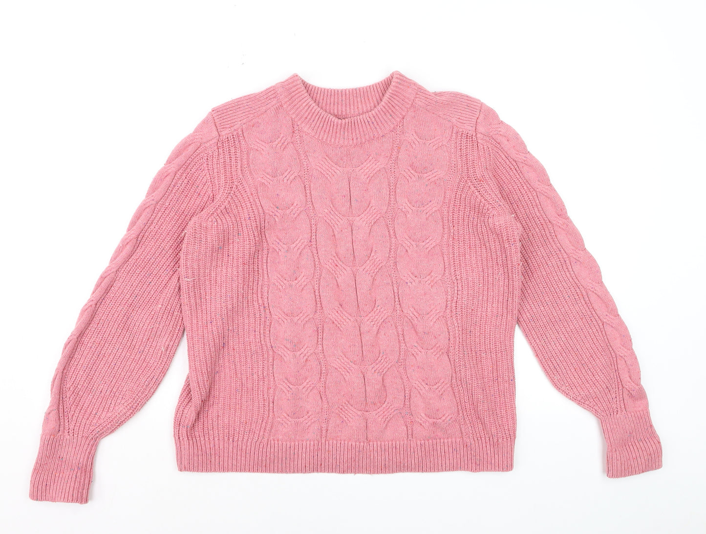 Marks and Spencer Womens Pink Cable Knit Crew Neck Jumper M