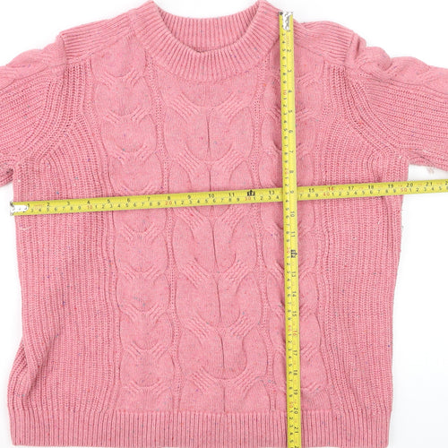 Marks and Spencer Womens Pink Cable Knit Crew Neck Jumper M