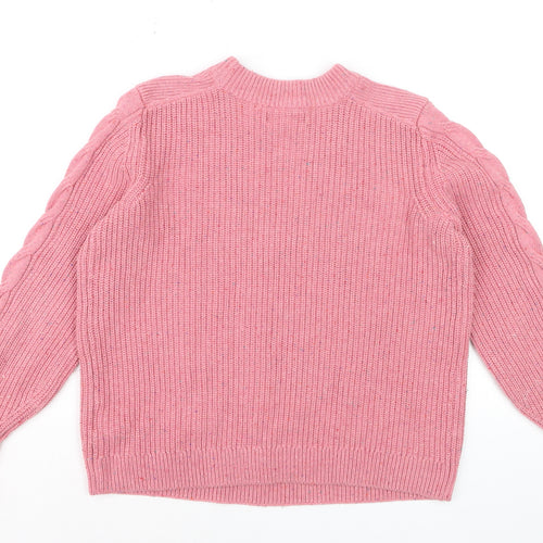 Marks and Spencer Womens Pink Cable Knit Crew Neck Jumper M
