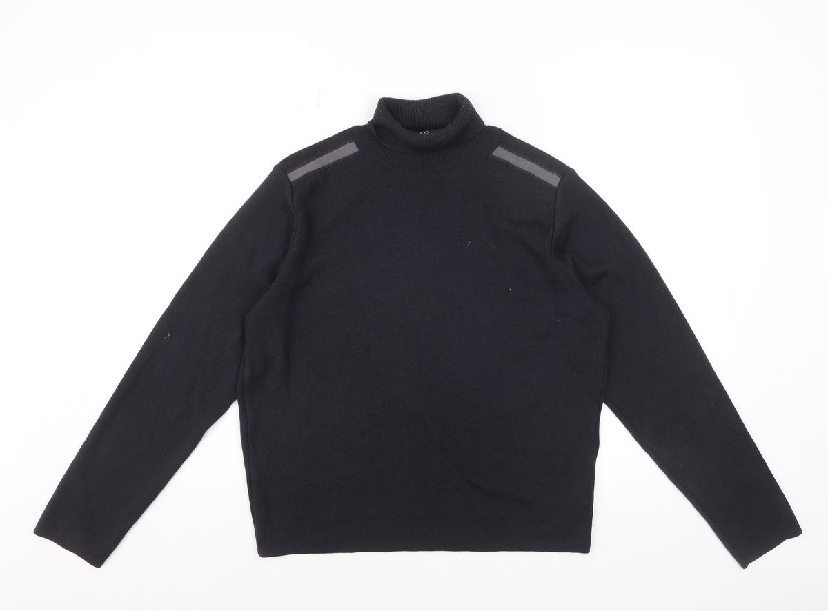 Reiss Men's Black Roll Neck Slim Fit Knit Jumper Size S