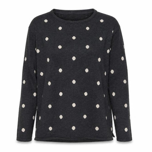 Fat Face Women's Grey Polka Dot Cotton Blend Crew Neck Jumper UK 6