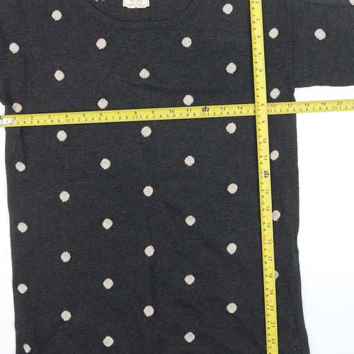 Fat Face Women's Grey Polka Dot Cotton Blend Crew Neck Jumper UK 6