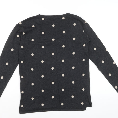 Fat Face Women's Grey Polka Dot Cotton Blend Crew Neck Jumper UK 6