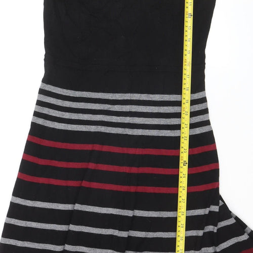Kaliko Women Black Striped Fit & Flare Knit Dress Size 12